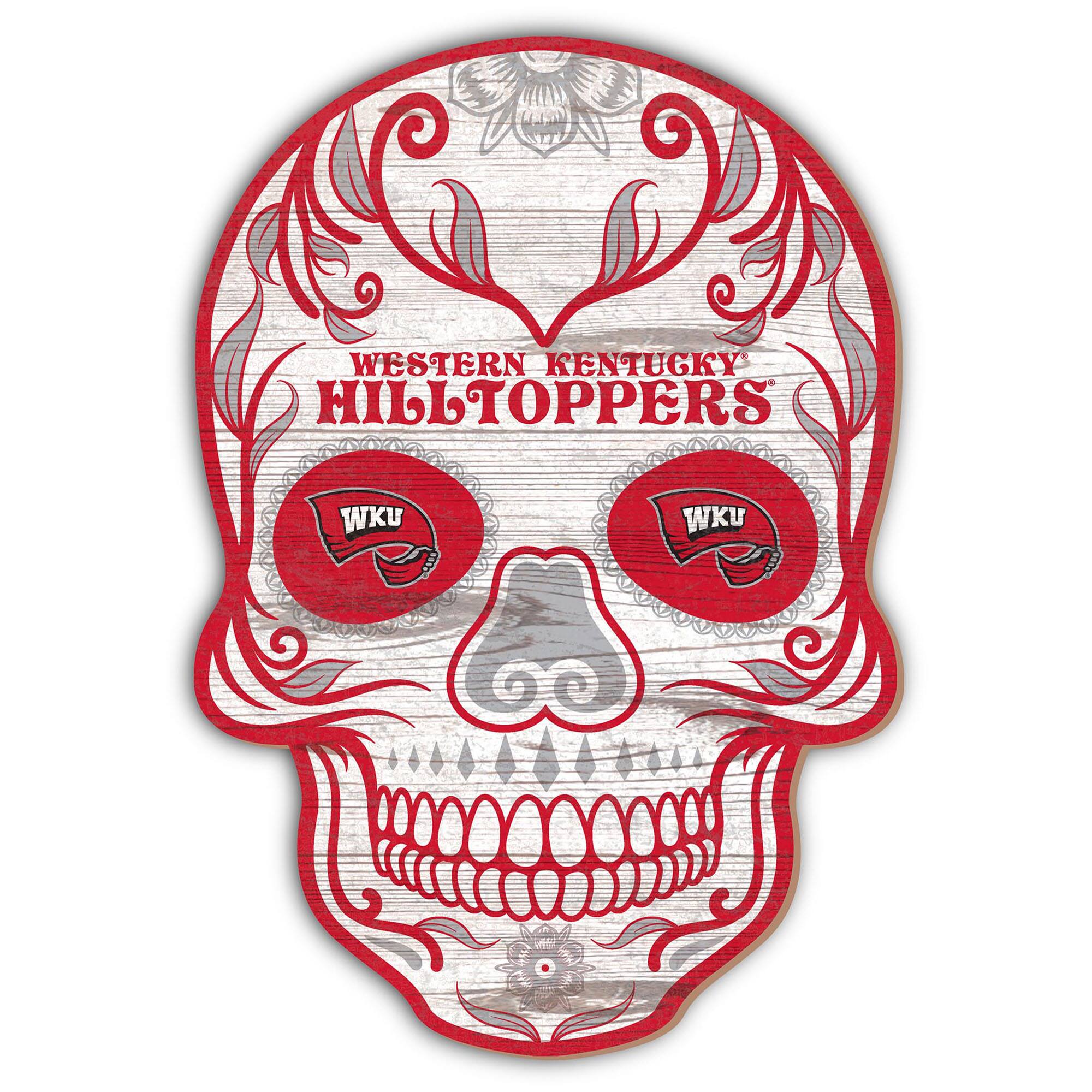 Western Kentucky Hilltoppers 12'' Sugar Skull Sign