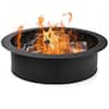 Front. Costway - 36 Inch Round Steel Fire Pit Ring Liner DIY Wood Burning Insert - Black.