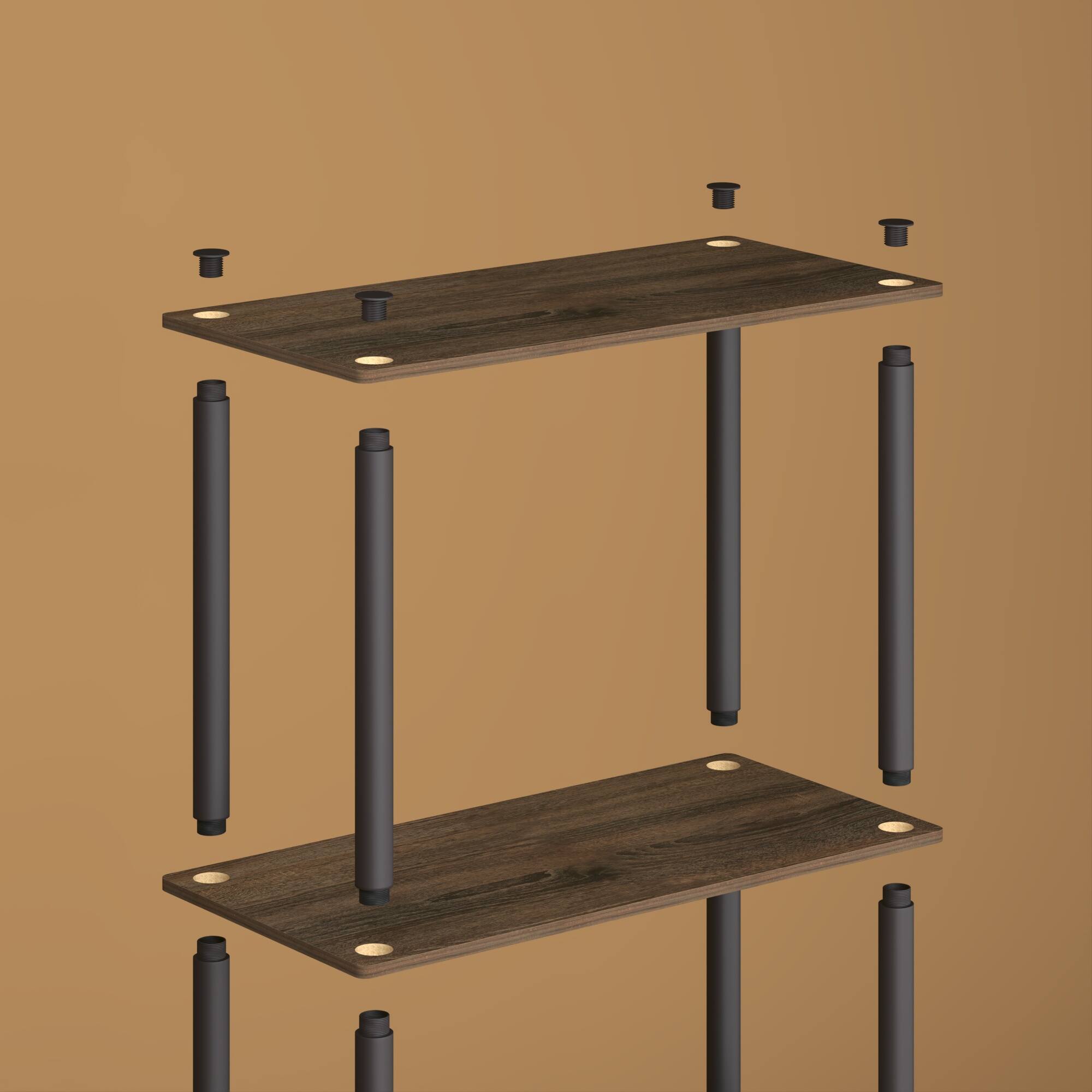 Alt View 4. HOMLUX - 5-Tier 57.4" Open Shelf Bookcase Compact Storage Bookshelf for Living Room Bedroom Office Walnut & Brown - Walnut.