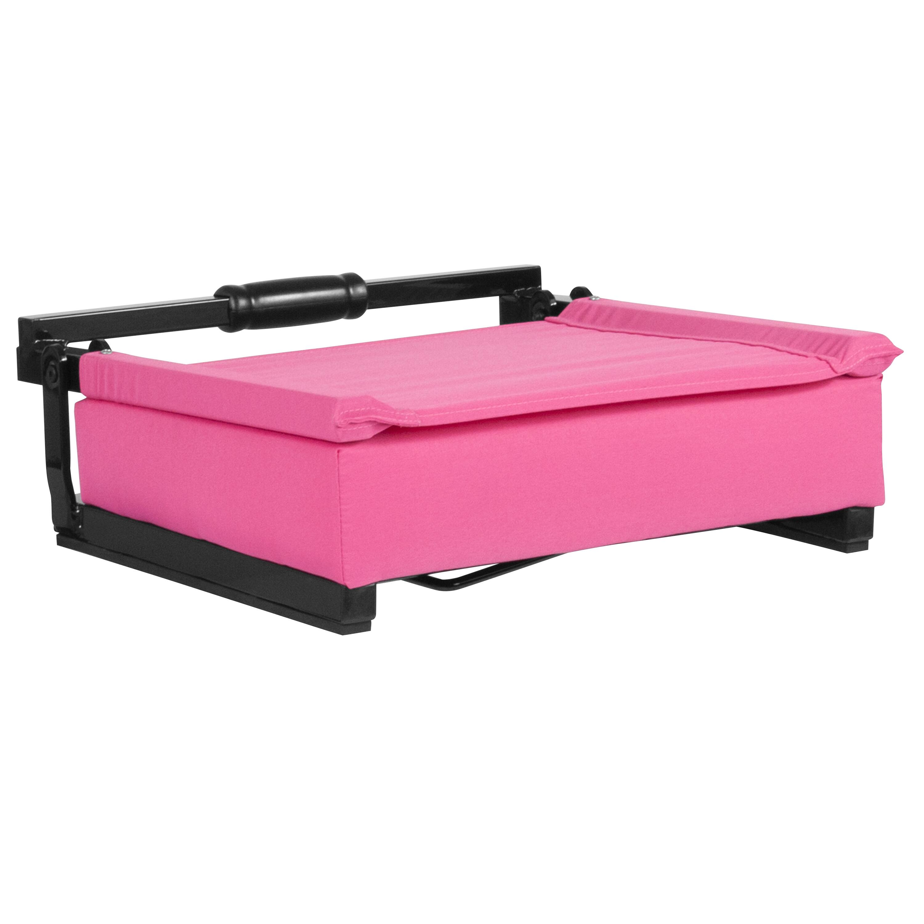 Alt View 6. Emma + Oliver - 500 lb. Rated Lightweight Stadium Chair with Handle & Ultra-Padded Seat - Pink.