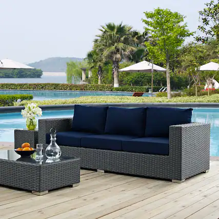 Front. Modway - Sojourn Outdoor Patio Sunbrella® Sofa by Modway - Canvas Navy.