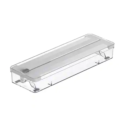 Front. OU - OU Aluminum Foil and Wrap Organizer with Cutter for 12" Roll, Plastic Wrap & Aluminum Foil Dispenser - White - White.