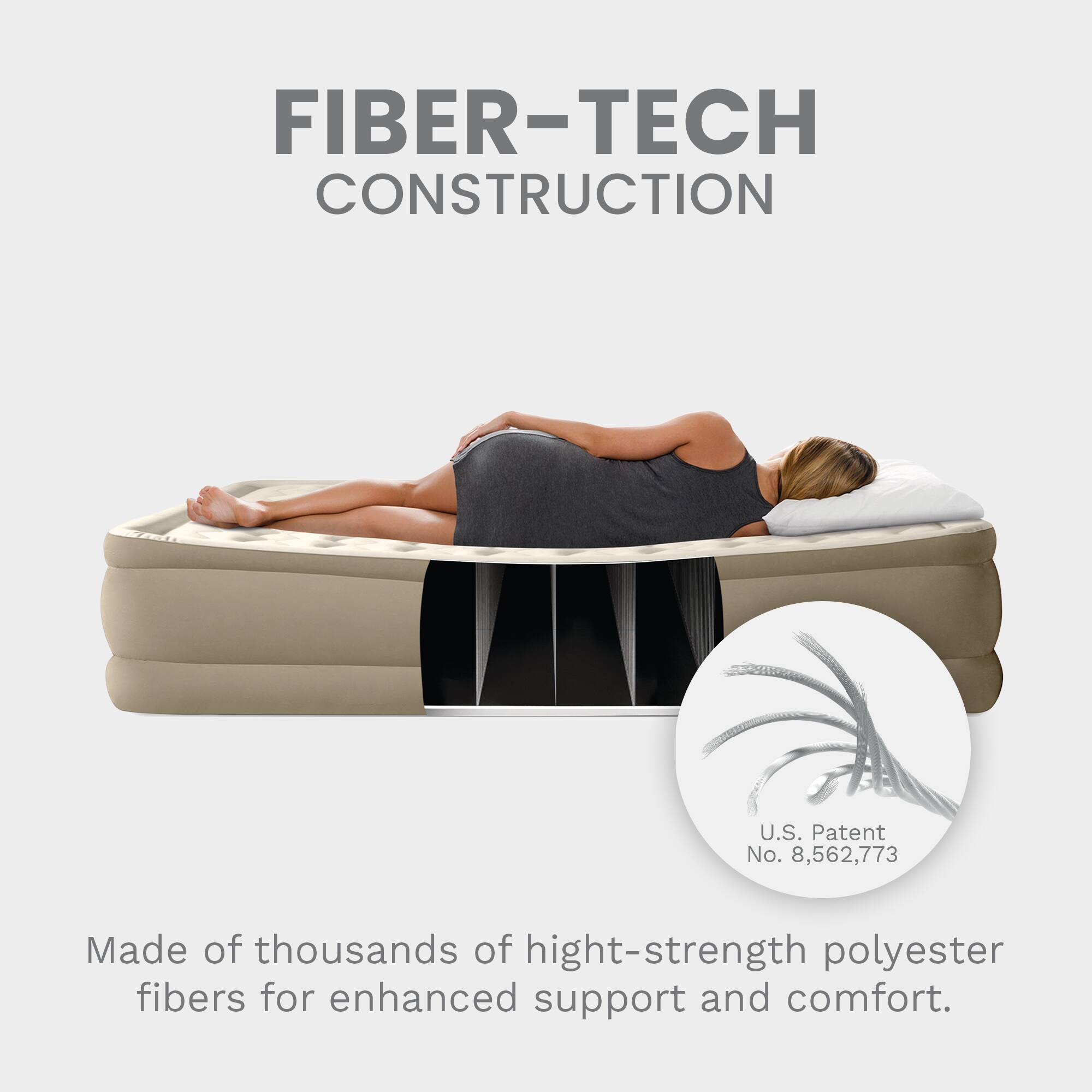 FIBER-TECH CONSTRUCTION  
U.S. Patent No. 8,562,773  
Made of thousands of high-strength polyester fibers for enhanced support and comfort.