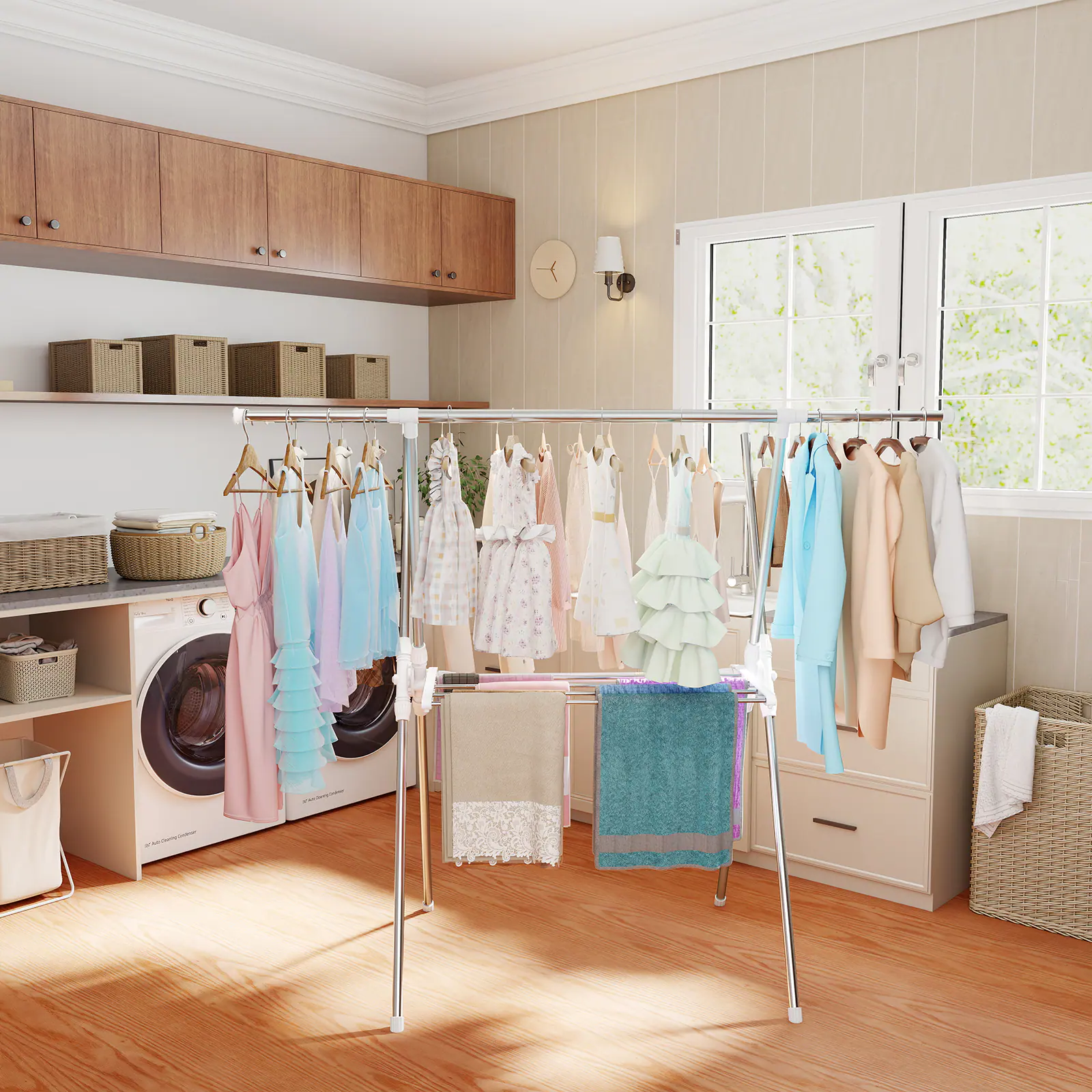 Alt View 7. Sugift - Clothes Drying Rack Portable Folding Dryer Hanger Drying Stand for Clothes - Silver.