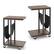 Angle. Costway - Costway 2 PCS C-shaped Side Table 2-tier Sofa Couch Table with Canvas Storage Pouch Brown - Rustic Brown,Black.