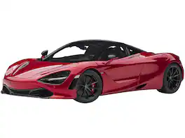 McLaren 720S Memphis Red Metallic with Black Top and Carbon Accents 1/18 Model Car by Autoart