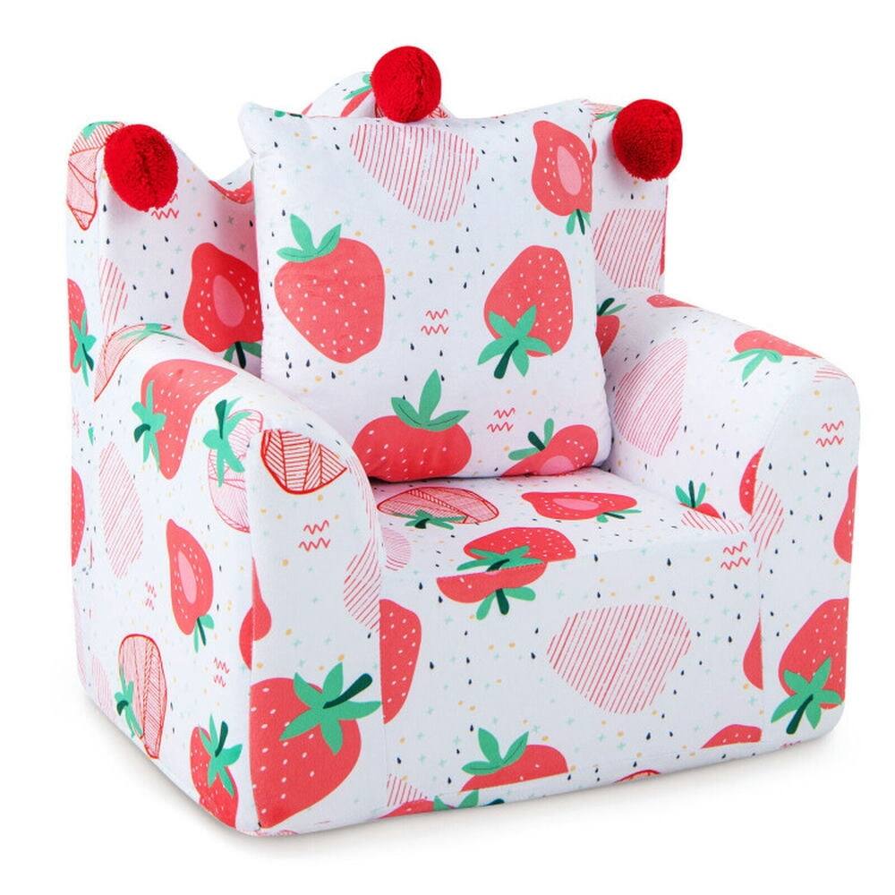 Alt View 1. Pefilos - High-density Padding Kids Sofa with Armrest and Extra Pilow-Pink, Kids Couch for Kids - Pink.