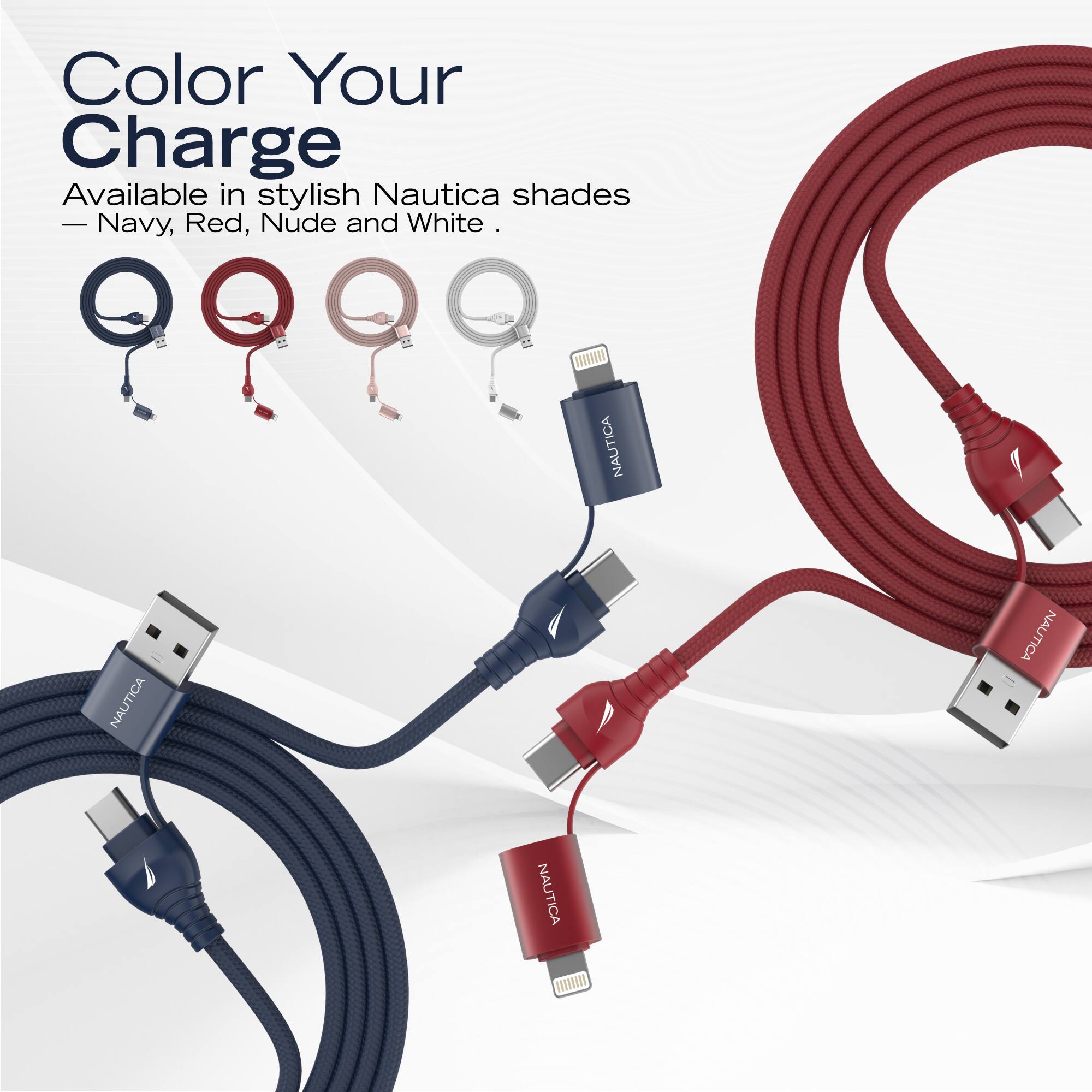 Color Your Charge

Available in stylish Nautica shades - Navy, Red, Nude and White.