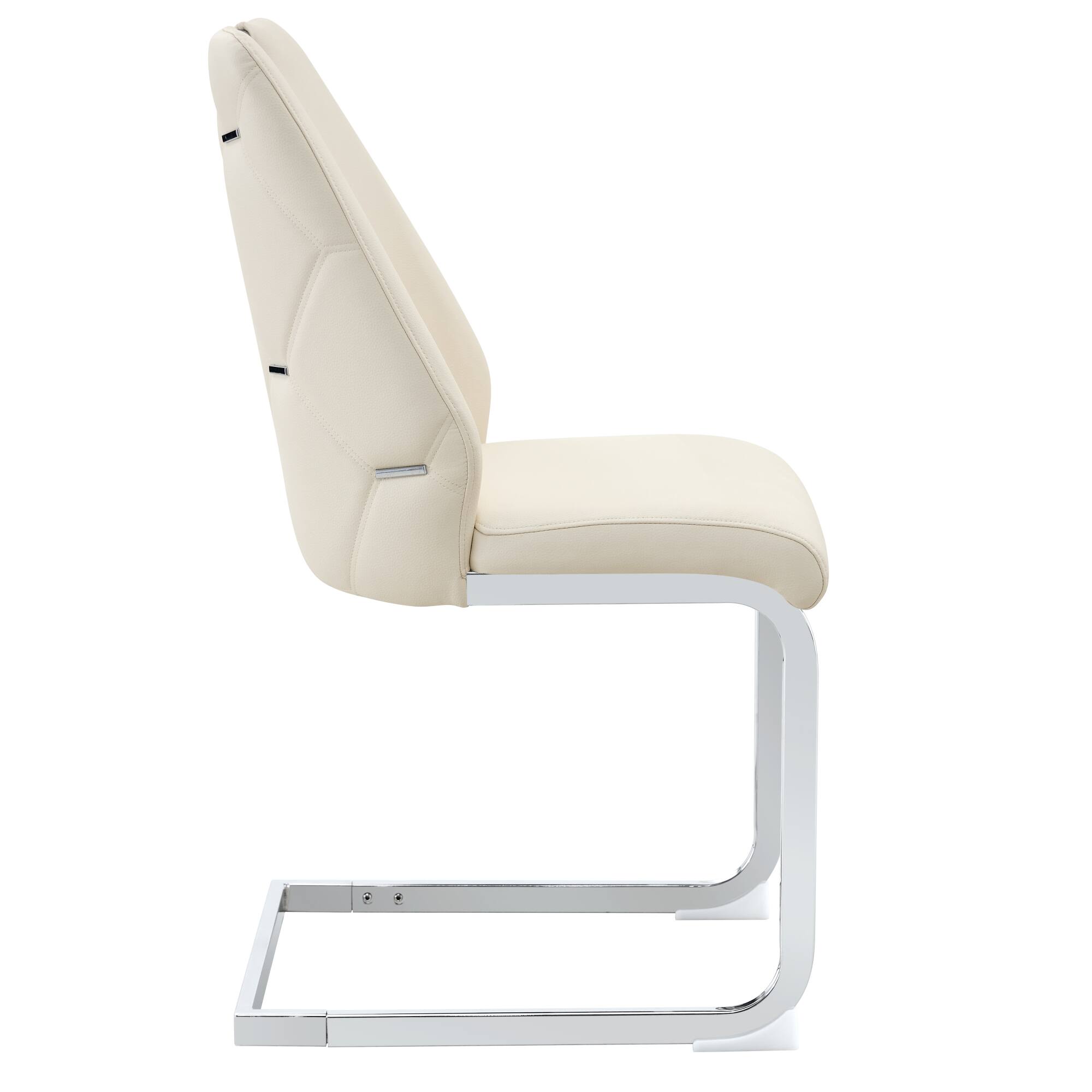 Alt View 5. GOODSILO - Set of 4 Modern Faux Leather Dining Chairs with Gold Mesh Texture and Chrome Accents - Off White.