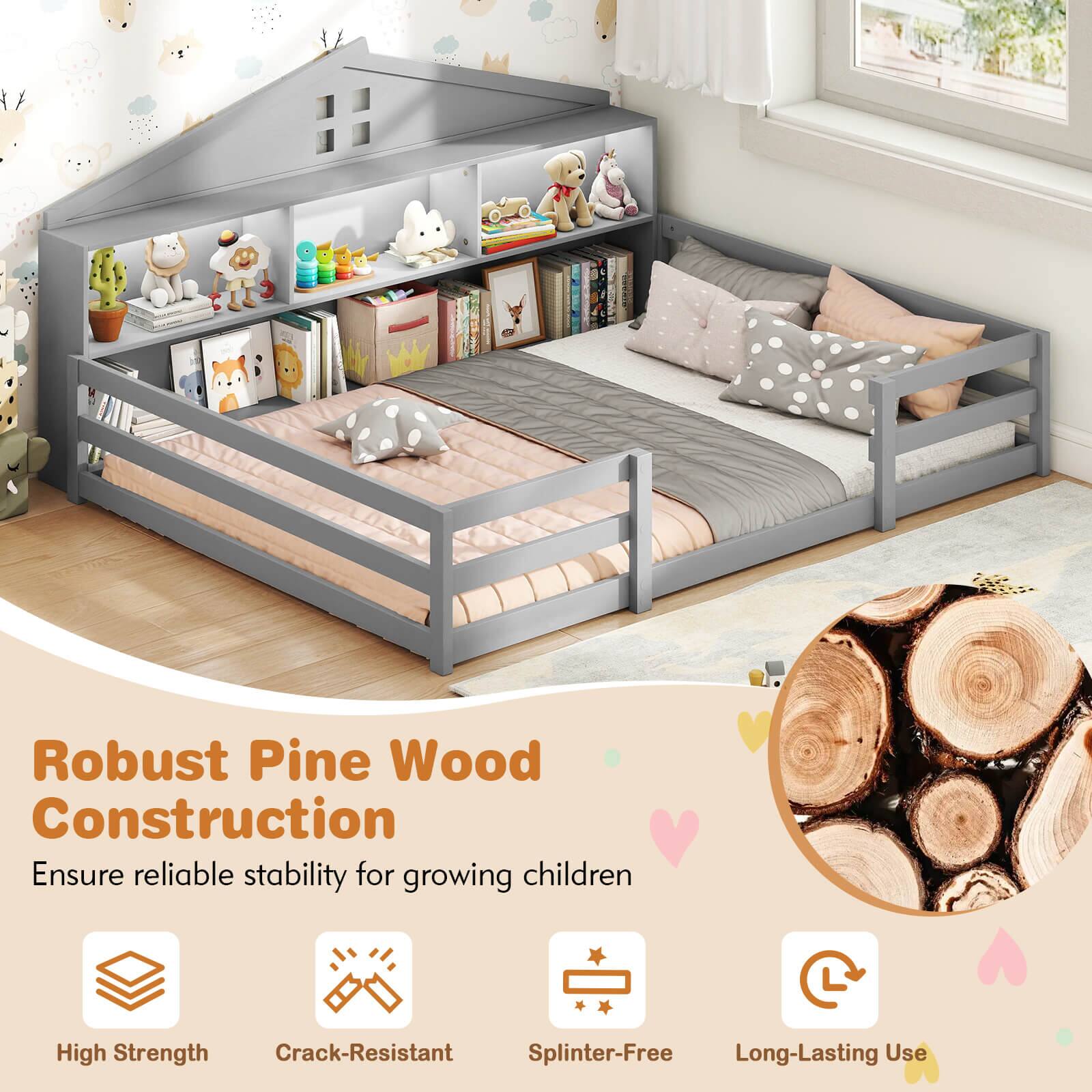 Robust Pine Wood Construction  
Ensure reliable stability for growing children  

- High Strength  
- Crack-Resistant  
- Splinter-Free  
- Long-Lasting Use