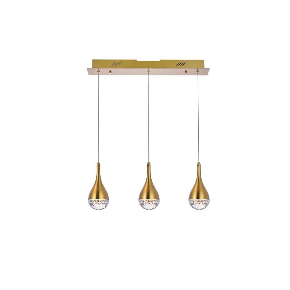 Left. Elegant Lighting - Amherst 24 inch LED pendant in satin gold - Satin Gold.