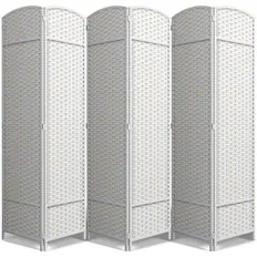 Front. Sorbus - Sorbus 6 Panel Room Divider 6 ft. Tall - Privacy Screen, Extra Wide Double Hinged Panels, Mesh Hand-Woven Design - White.