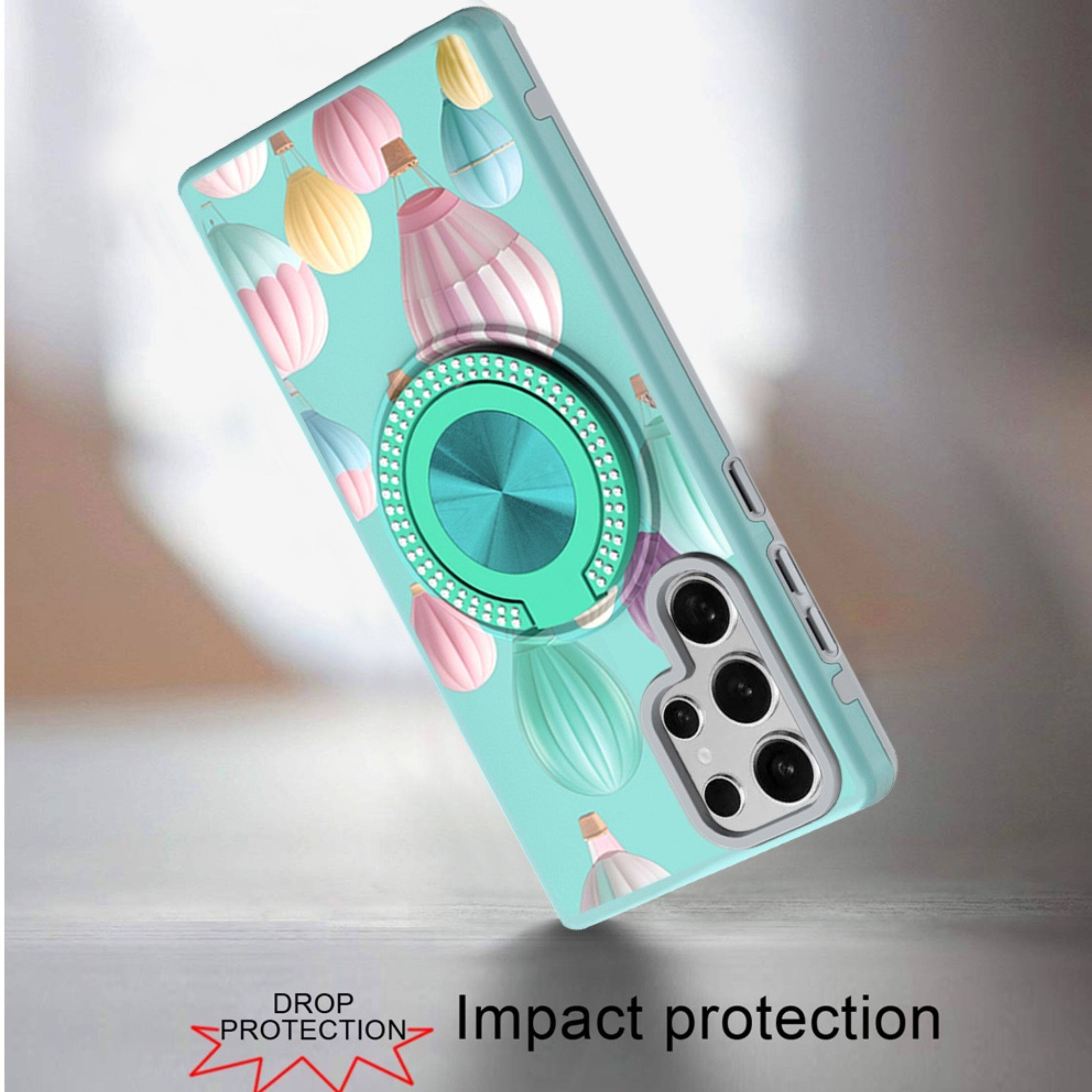Kitcheniva Printed Design Case With Bling 360 Stand Plus Tempered Glass ...