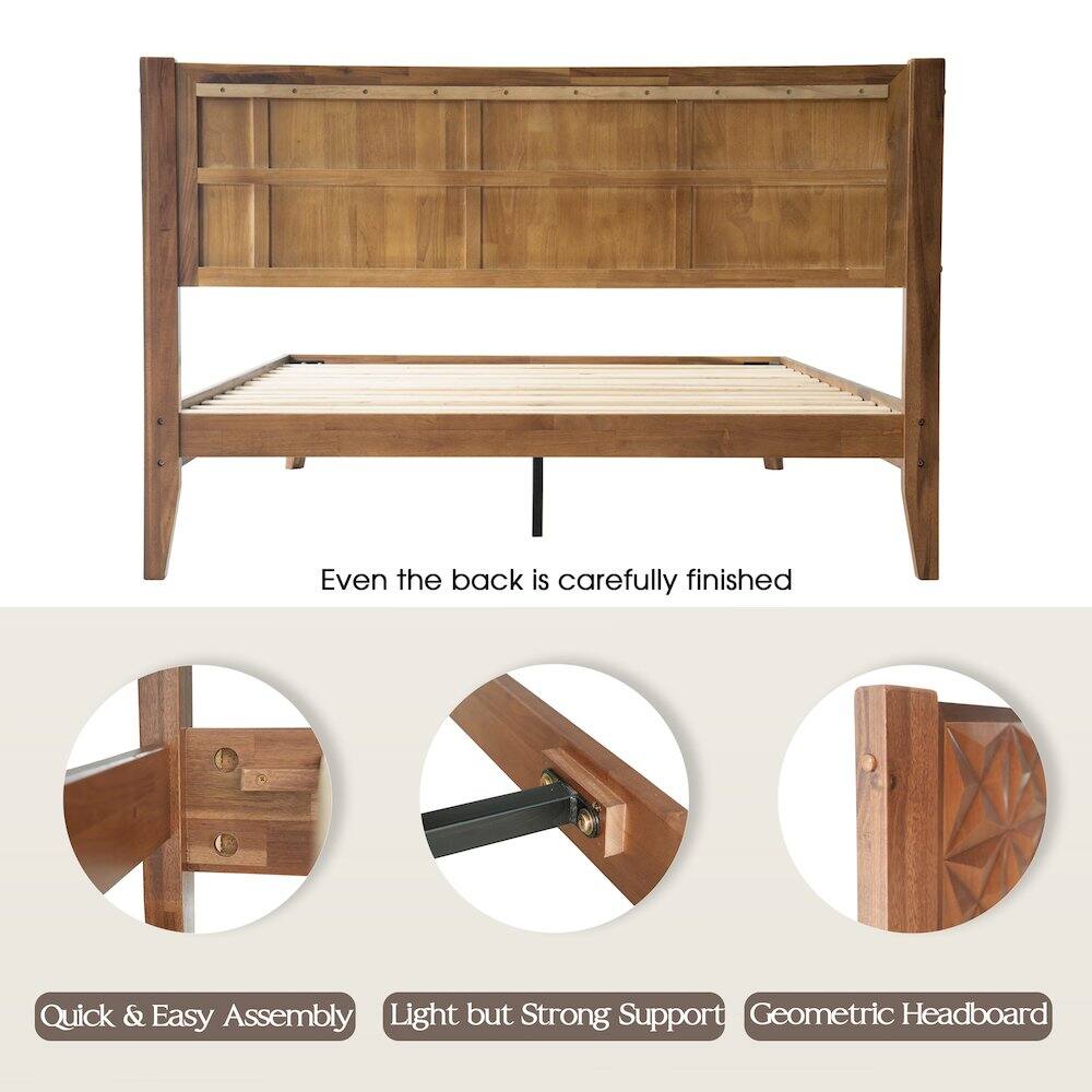 Even the back is carefully finished

Quick & Easy Assembly
Light but Strong Support
Geometric Headboard