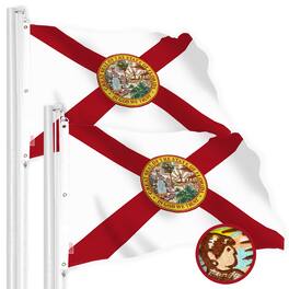 G128 - 2-Pack Florida State Flag, 5x8 ft Embroidered 220GSM Spun Polyester, Brass Grommets - Assorted Colors