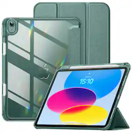 DTTO - Case for iPad A16 11-inch 2025 & 10th Gen 10.9-inch 2022, Matte Slim Hard Back, Soft TPU Frame, Pencil Holder - Green