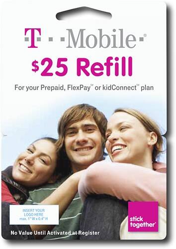 Front Standard. T-Mobile Prepaid - $25 Prepaid Wireless Airtime Card.