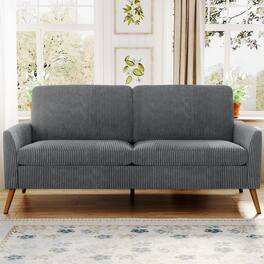 Vipbear - 68" Loveseat Sofa, Comfy Linen Couches for Living Room, Mid Century Modern Love Seat Sofa - Gray