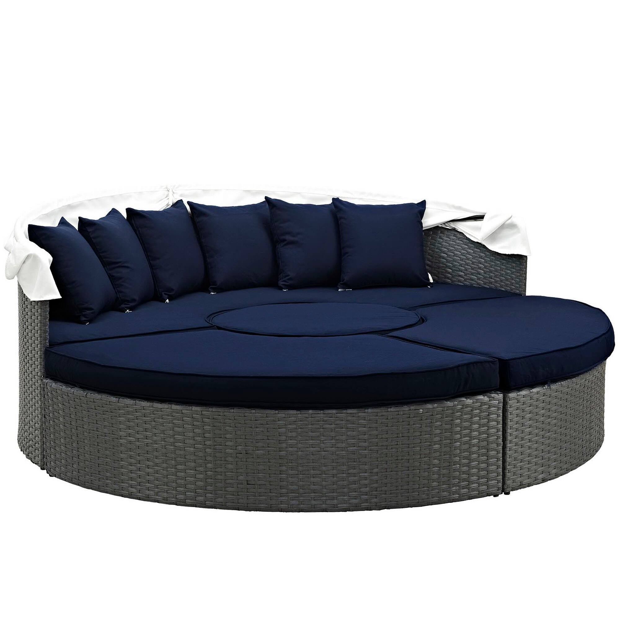 Angle. Modway - Sojourn Outdoor Patio Sunbrella® Daybed by Modway - Canvas Navy.