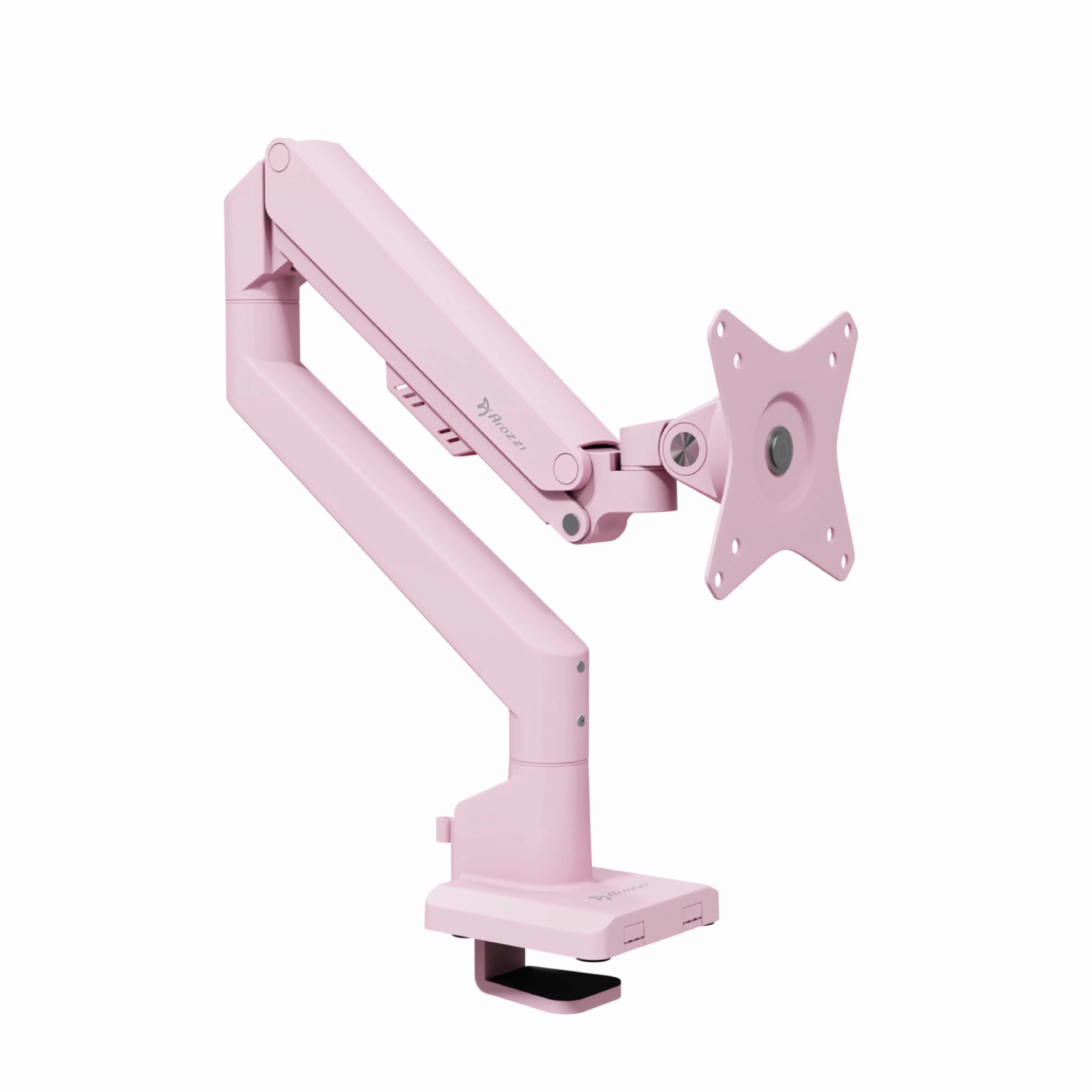 Front. Arozzi - Arozzi Alzare Neo Gas Spring Single Monitor Arm – Full Motion Ergonomic Desk Mount – Pink - Pink.