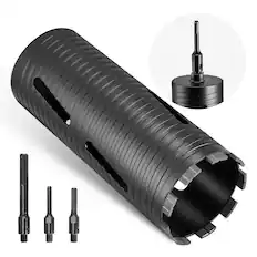 Front. VEVOR - Core Drill Bit, 4-1/4 inch Diameter, 9-1/2 inch Drilling Depth, 5/8-11 Internal Thread, Diamond Dry Coring Bit - Black.