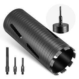 VEVOR - Core Drill Bit, 4-1/4 inch Diameter, 9-1/2 inch Drilling Depth, 5/8-11 Internal Thread, Diamond Dry Coring Bit - Black