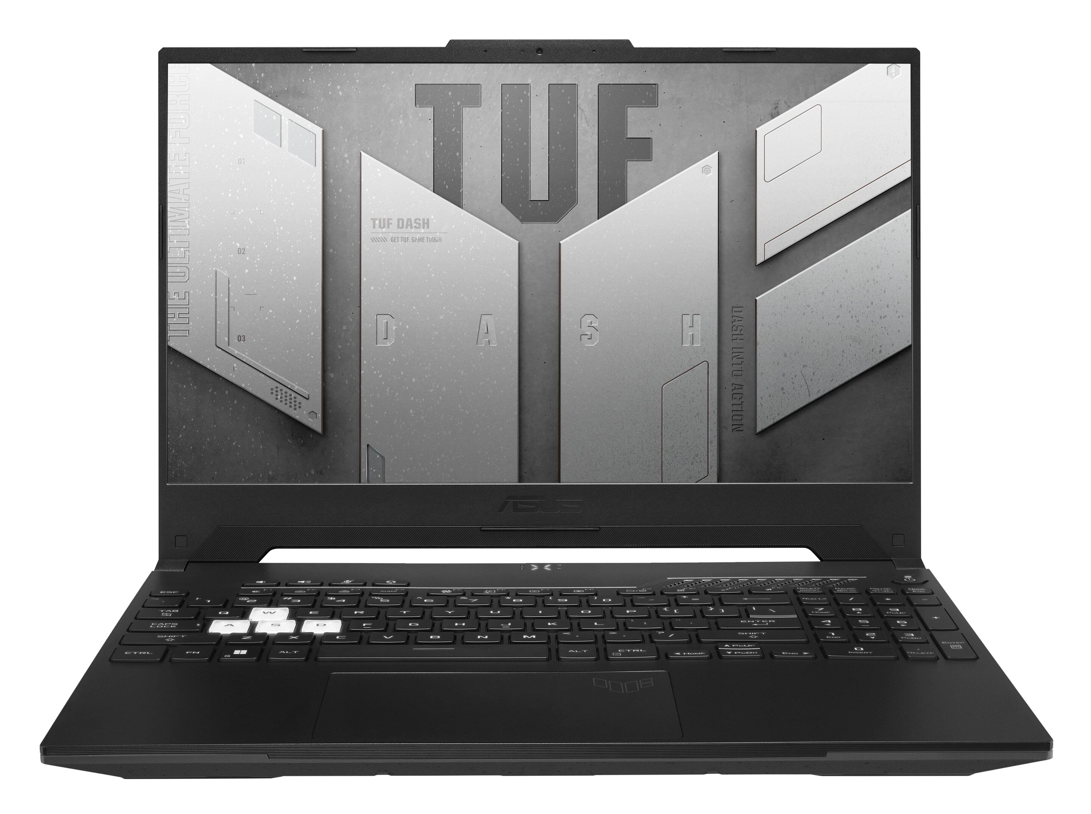 Front. ASUS - TUF Dash 15.6" FHD 144Hz Gaming Laptop - Intel Core i7 - 16GB DDR5 Memory - NVIDIA GeForce RTX 3070 - 512GB PCIe SSD - Off Black.
