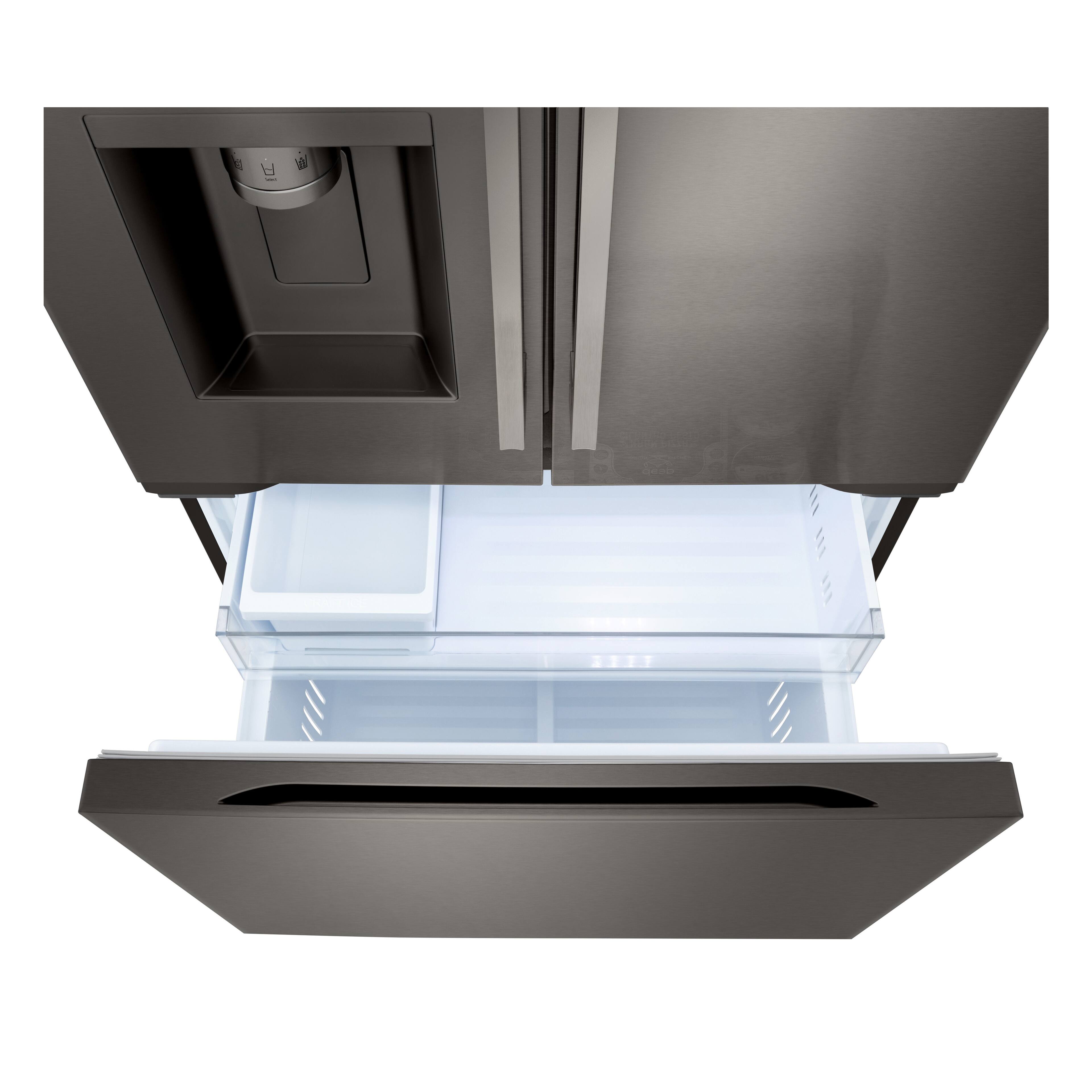 Alt View 25. LG - 36-in Counter-Depth MAX 23.7 Cu. Ft. French Door Smart Refrigerator with Zero Clearance and Dual Ice - PrintProof Black Stainless Steel.