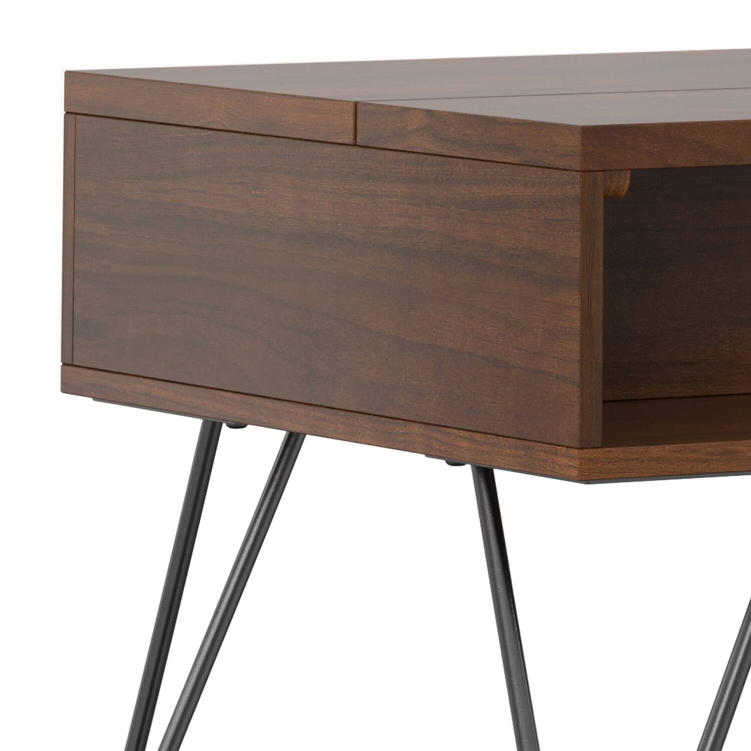 Alt View 8. Simpli Home - Hunter  48 inch Wide Rectangle Industrial Lift Top Coffee Table in Walnut Veneer - Walnut Veneer.