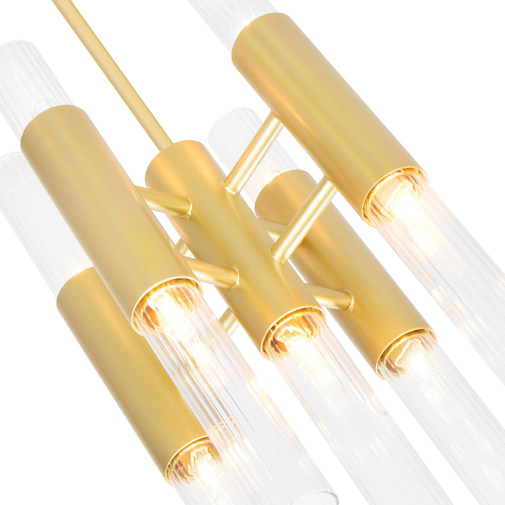 Left. CWI Lighting - Orgue 9 Light Mini Pendant With Satin Gold Finish - Satin Gold.