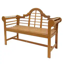 Hivvago - Solid Wood Outdoor Lattice Back Garden Bench with Armrests Finish - Natural