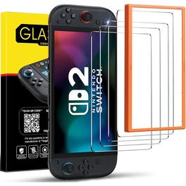 PARKER SLATER - 4 Pack Screen Protector for Nintendo Switch 2, Tempered Glass, Transparent HD Clear, Auto-Alignment, Scratch Resistant