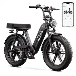 TST GRP - 20" Fat Tire Electric Bike for Adults,1500W Peak Motor E Bike with 48V 15Ah Battery - Black