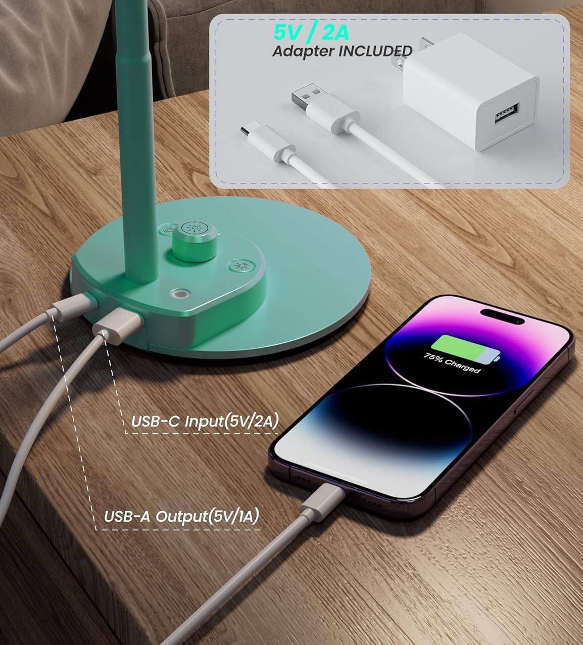 5V/2A Adapter INCLUDED

USB-C Input(5V/2A)

USB-A Output(5V/1A)