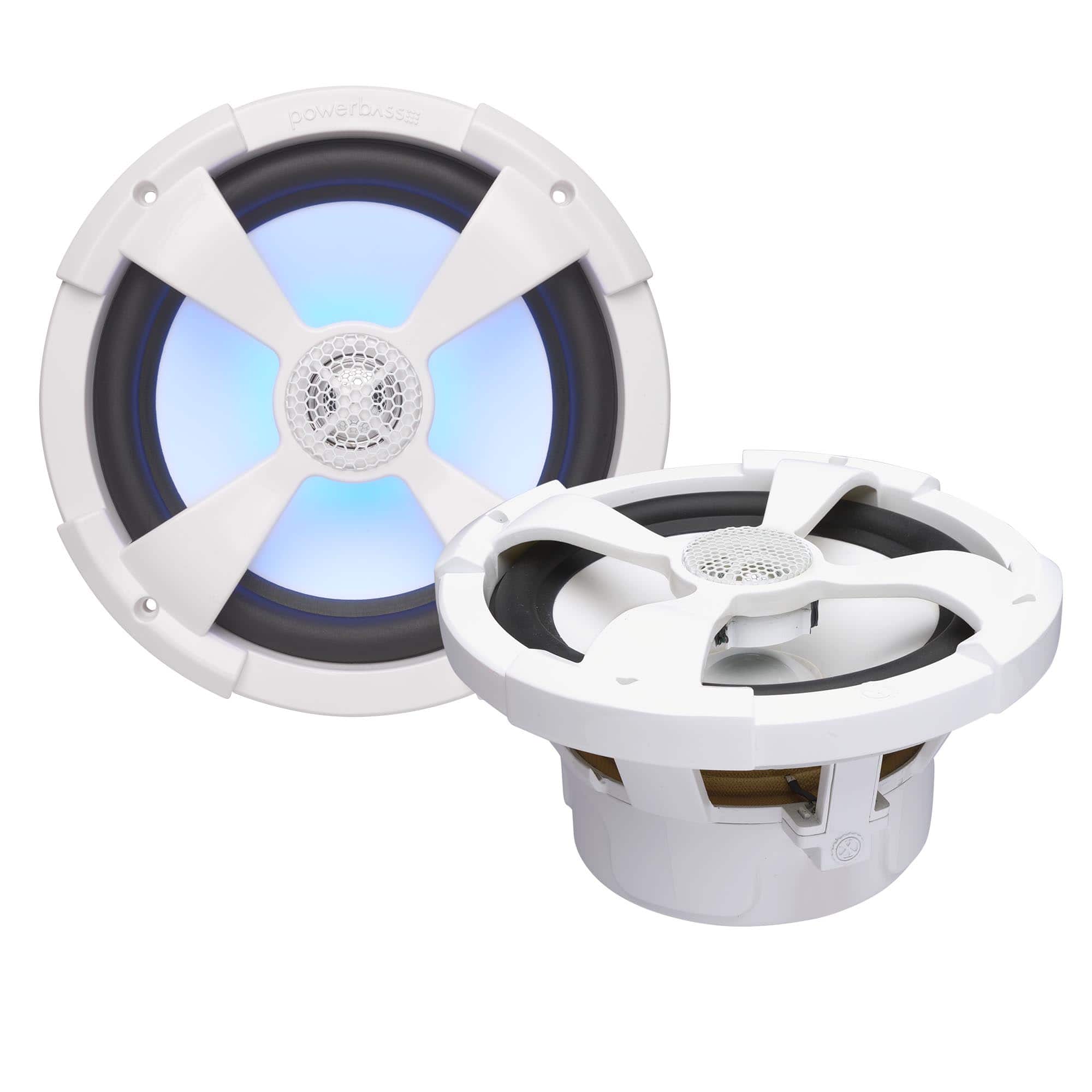 Powerbass - XL-82M - 8" Marine Coaxial Speakers with RGB LED - Pair - Black/Gray