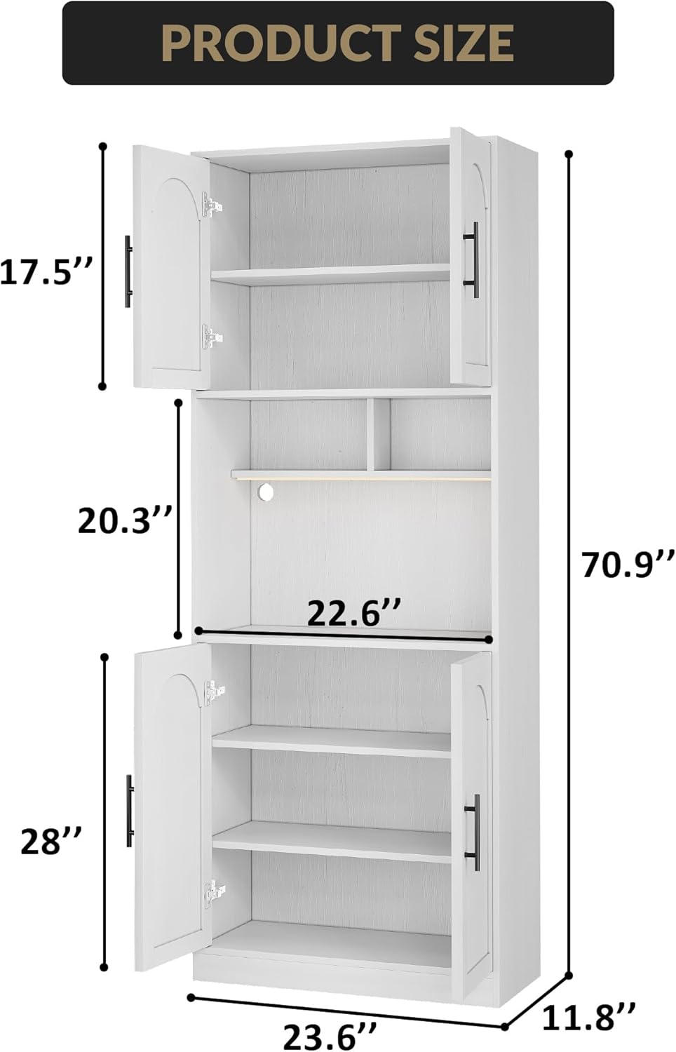 PRODUCT SIZE  
17.5"  
20.3"  
22.6"  
70.9"  
28"  
23.6"  
11.8"