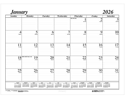 2026 House of Doolittle 22" x 17" Monthly Desk Pad Calendar Refill - Black/White