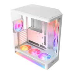 Front. NZXT - NZXT - H6 RGB+ - ATX Dual-Chamber PC Case with Pre-Installed RGB Fans and Control Hub Lite - White.