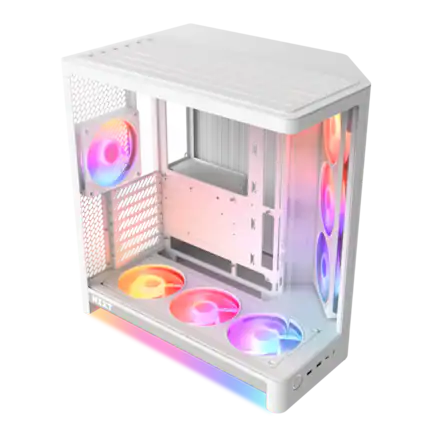 Front. NZXT - NZXT H6 RGB+ (2026) - ATX Dual-Chamber PC Case with Pre-Installed RGB Fans and Control Hub Lite - White.