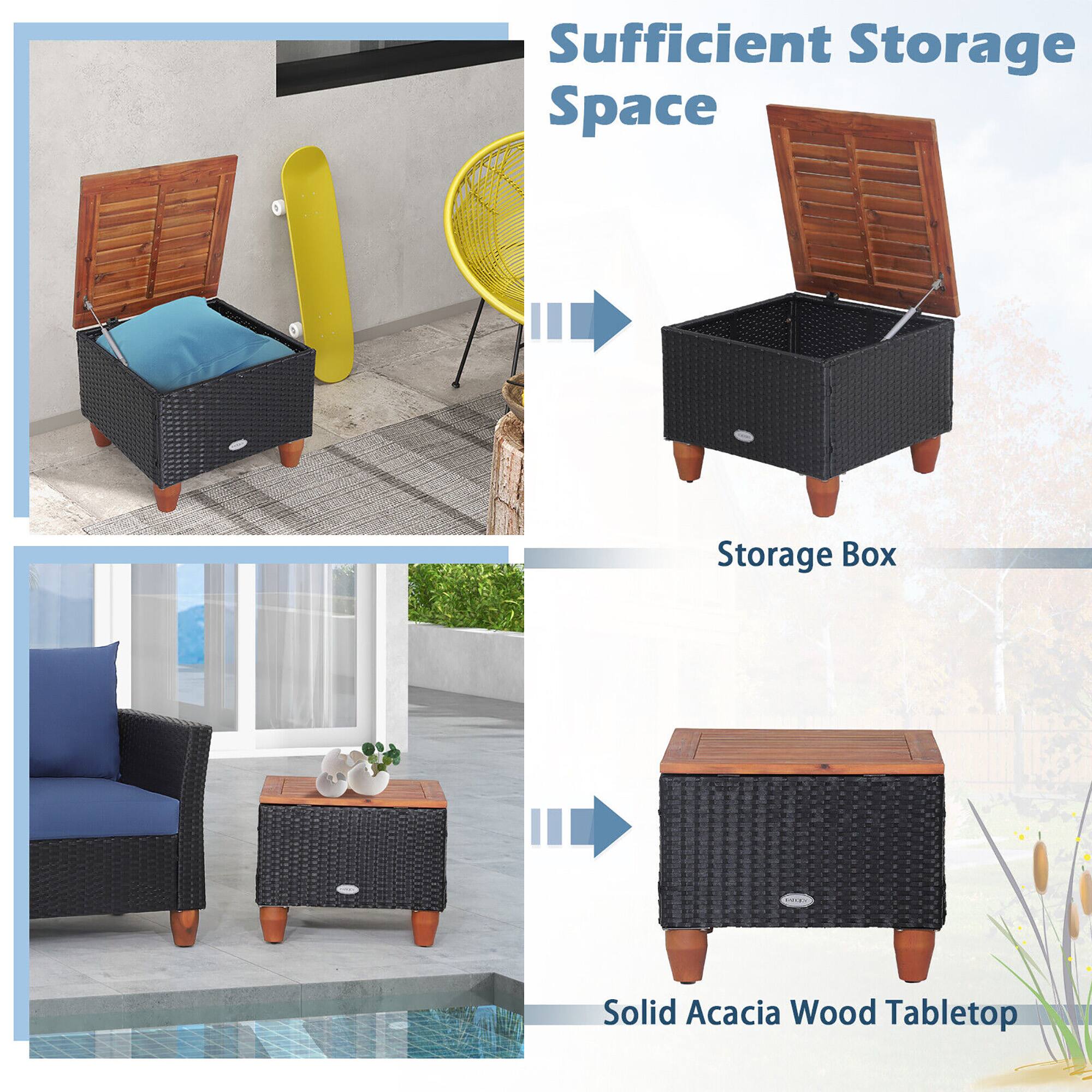 Sufficient Storage Space, Storage Box, Solid Acacia Wood Tabletop