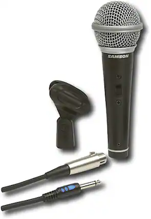 Front. Samson - Dynamic Vocal Microphone - Black.