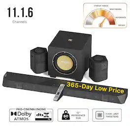 Nakamichi - DRAGON 3000W Surround Sound System w/ 12" Subwoofer, Dolby Atmos Soundbar with DTS:X PRO and Home Theater Processing - Black