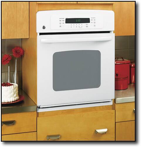 Angle Standard. GE - 27" Built-In Single Convection Wall Oven - White-on-White.