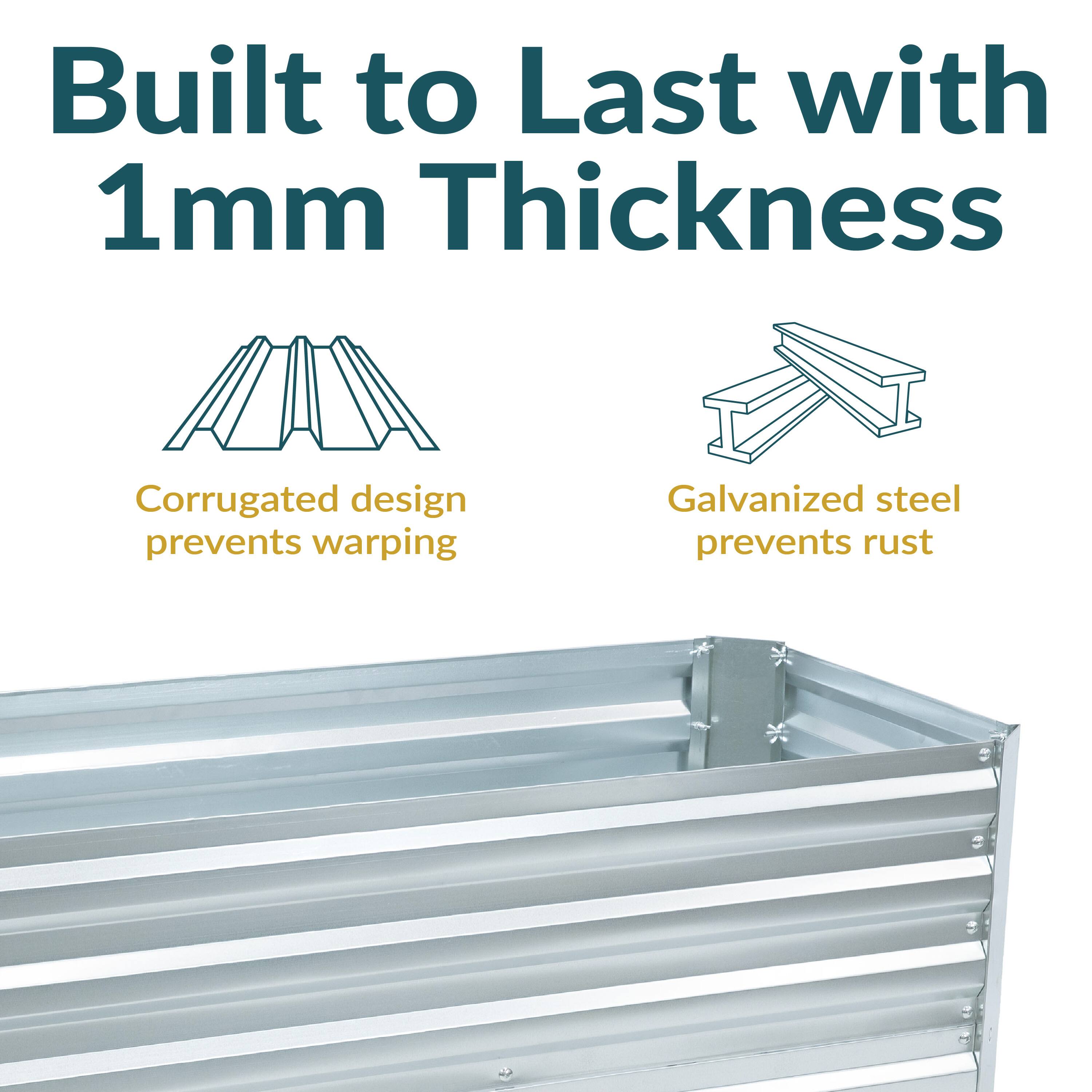 Built to Last with 1mm Thickness

- Corrugated design prevents warping
- Galvanized steel prevents rust