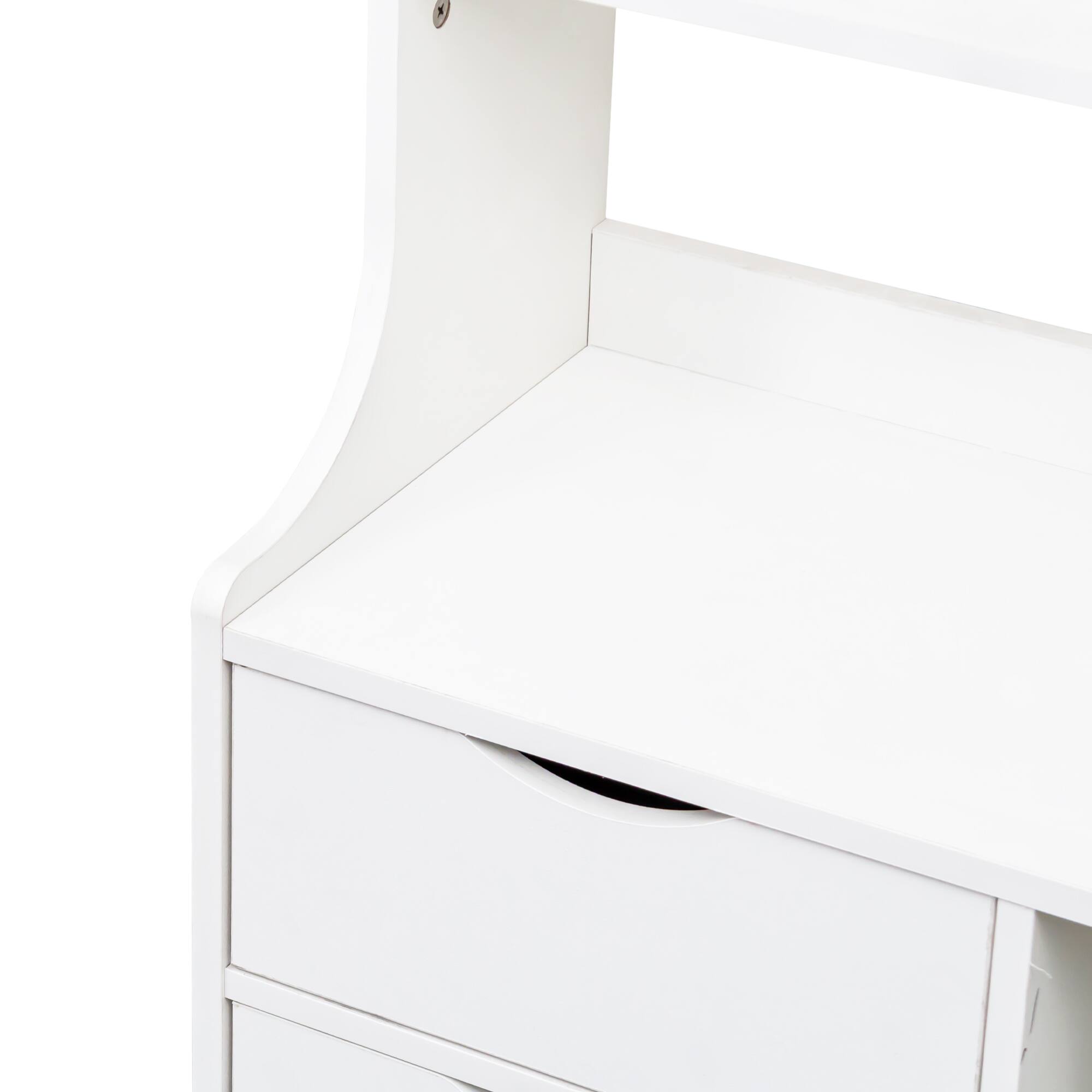 Alt View 8. Tiramisubest - Compact Night Stand with Bookshelf and 2 Drawers for Bedroom, Study, or Living Room - White.