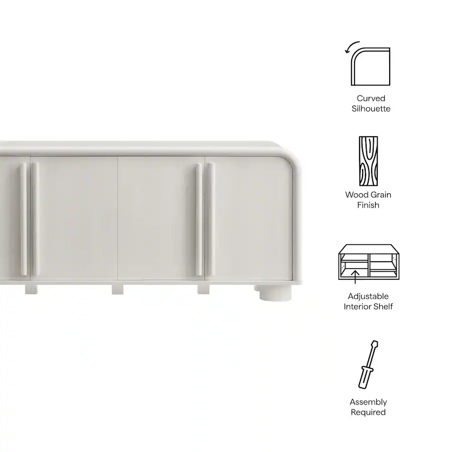 Bellamy Curved 4 Door Sideboard Cabinet by Modway Ash - Best Buy