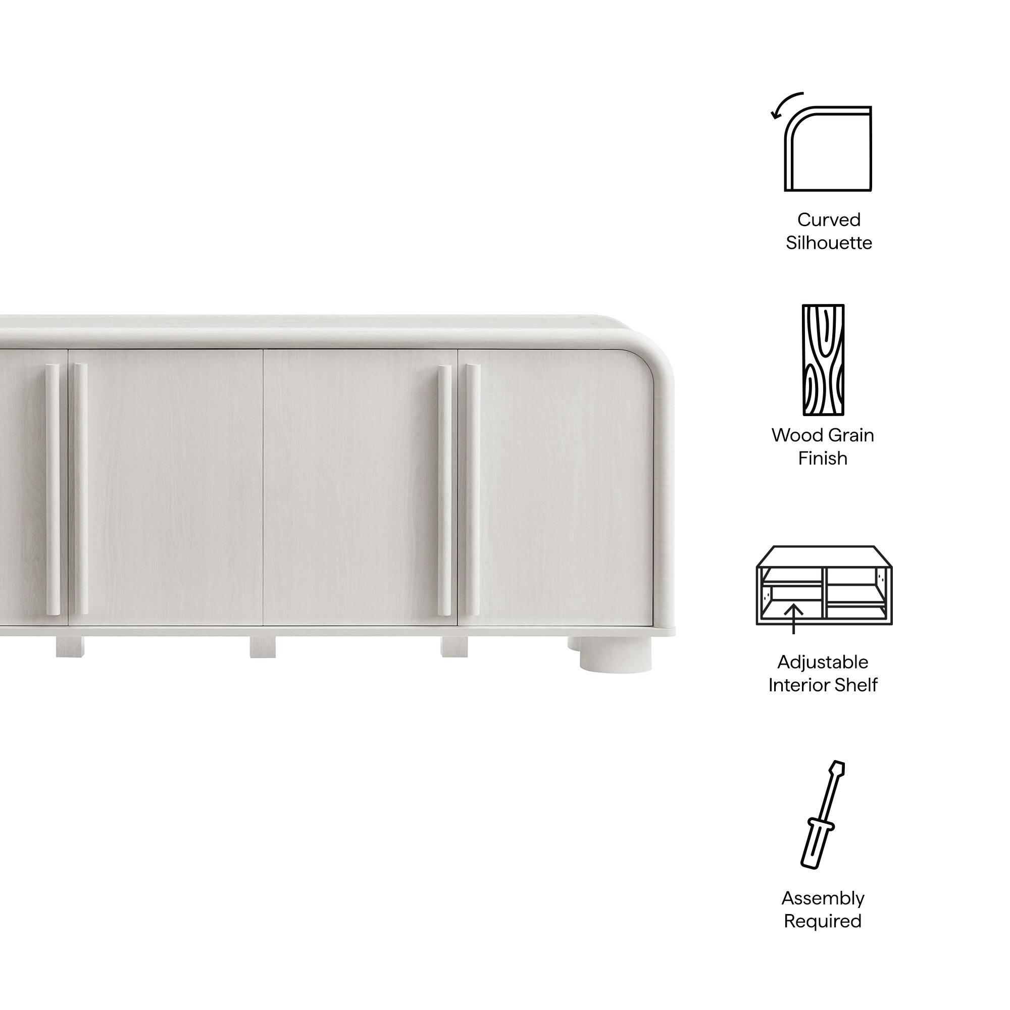 Curved Silhouette  
Wood Grain Finish  
Adjustable Interior Shelf  
Assembly Required