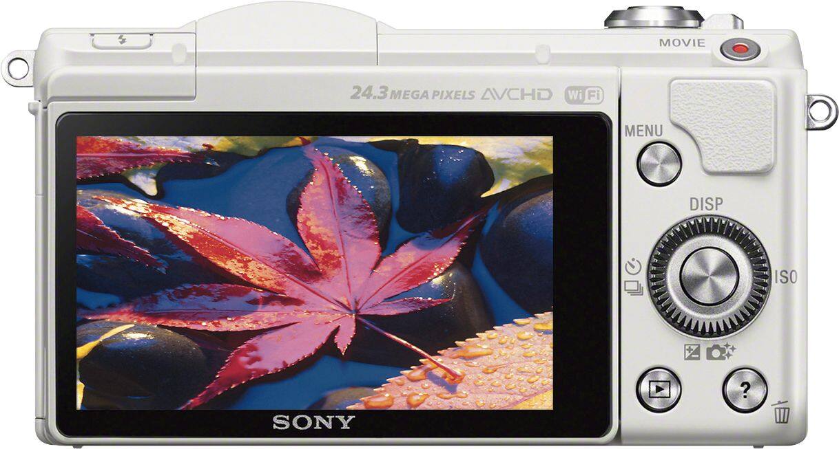 Back. Sony - Alpha a5100 Mirrorless Camera with 16-50mm Retractable Lens - White.