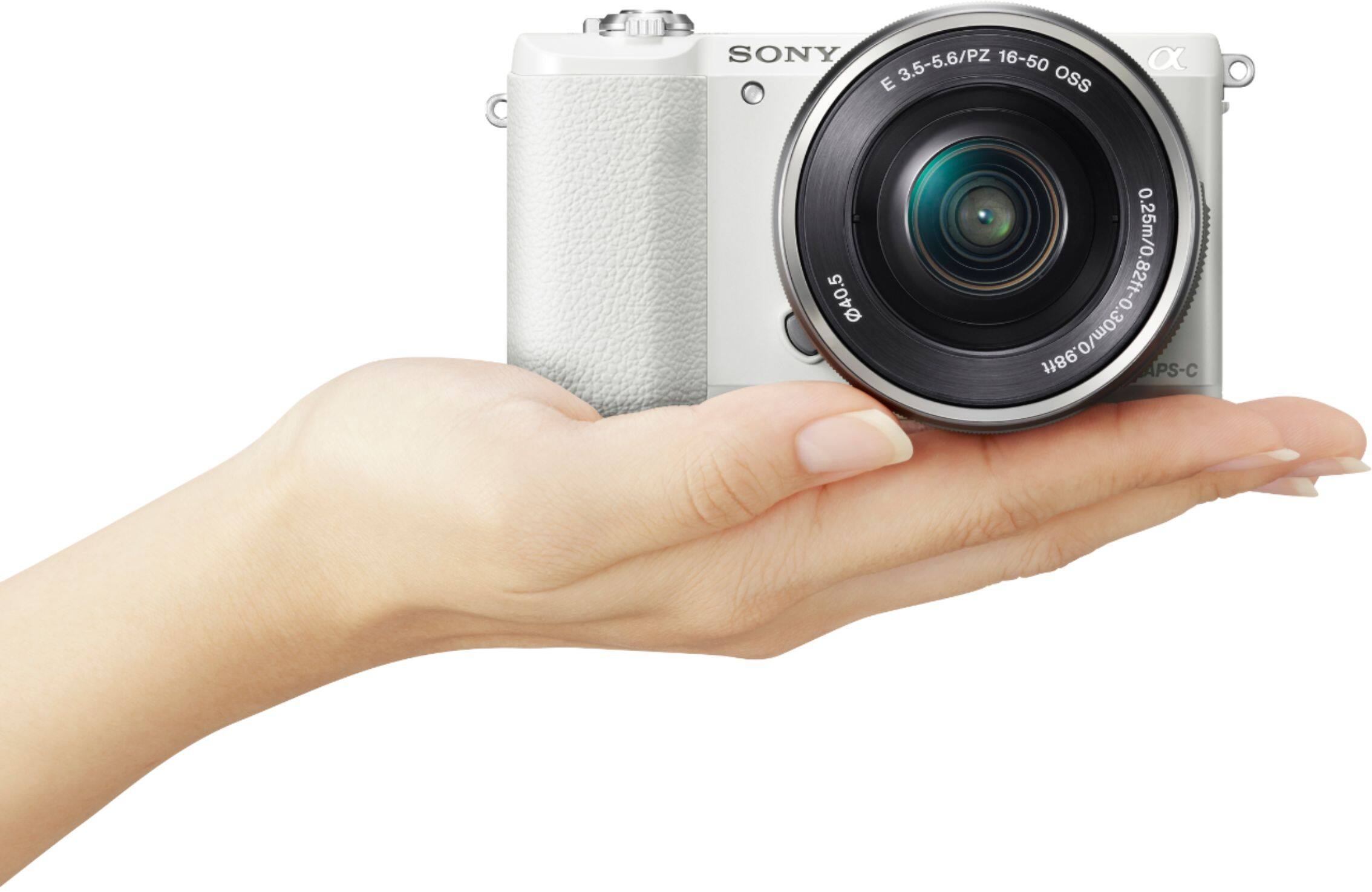 Alt View 17. Sony - Alpha a5100 Mirrorless Camera with 16-50mm Retractable Lens - White.