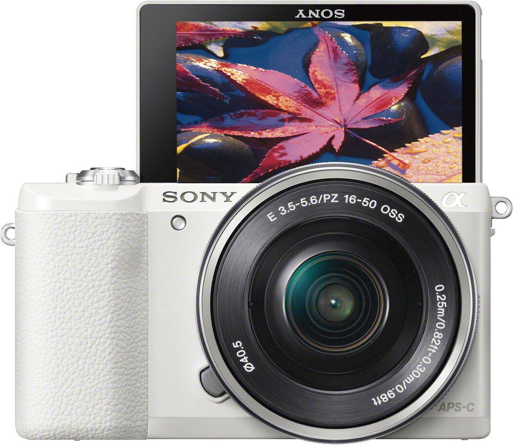 Alt View 1. Sony - Alpha a5100 Mirrorless Camera with 16-50mm Retractable Lens - White.